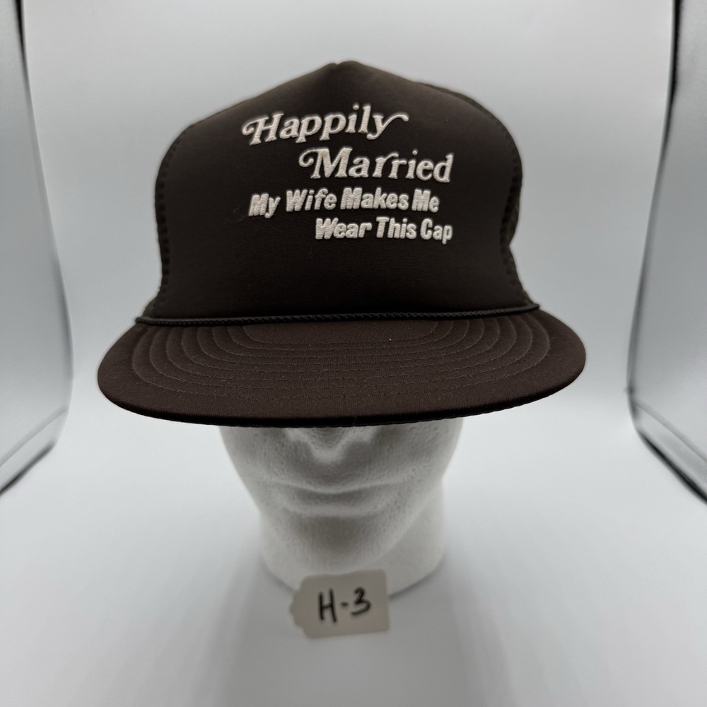 Vintage Happily Married My Wife Makes Me Wear this Cap NISSIN Trucker Hat